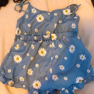 Shein crop top and skirt flowers